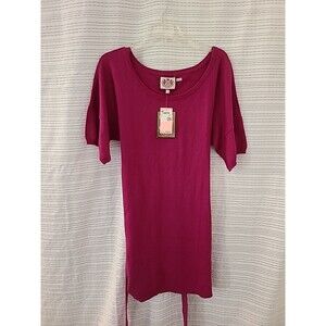 RARE Vintage Y2K Juicy Couture Fuchsia Hot Pink Tunic Dress Large Sweater Cotto